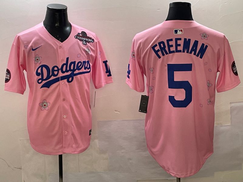 Men Los Angeles Dodgers #5 Freeman Pink Sakura Edition 2025 Nike MLB Jersey style 2->los angeles dodgers->MLB Jersey